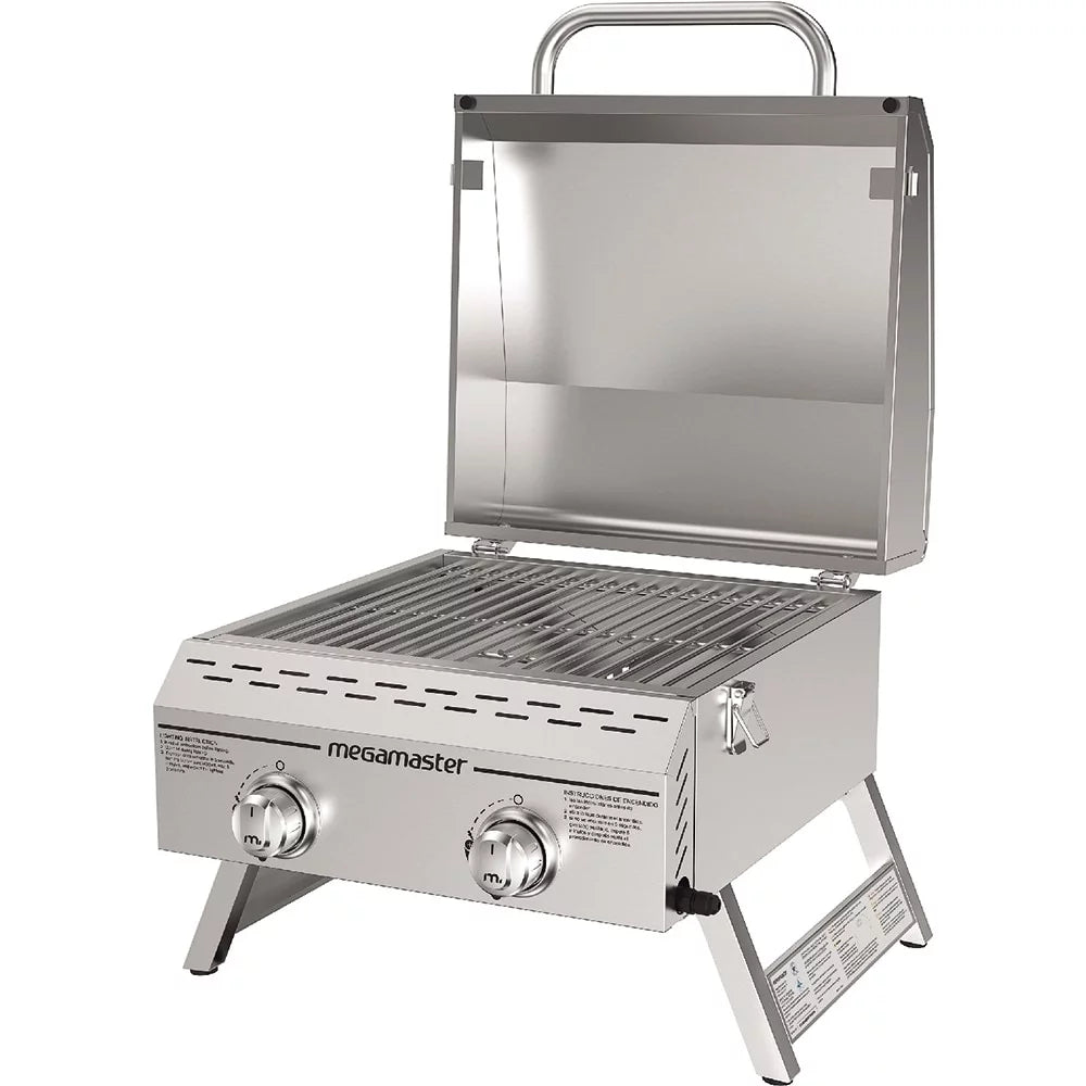 Stainless Steel 2-Burner Flat Top Propane Gas Grill, Portable O58491