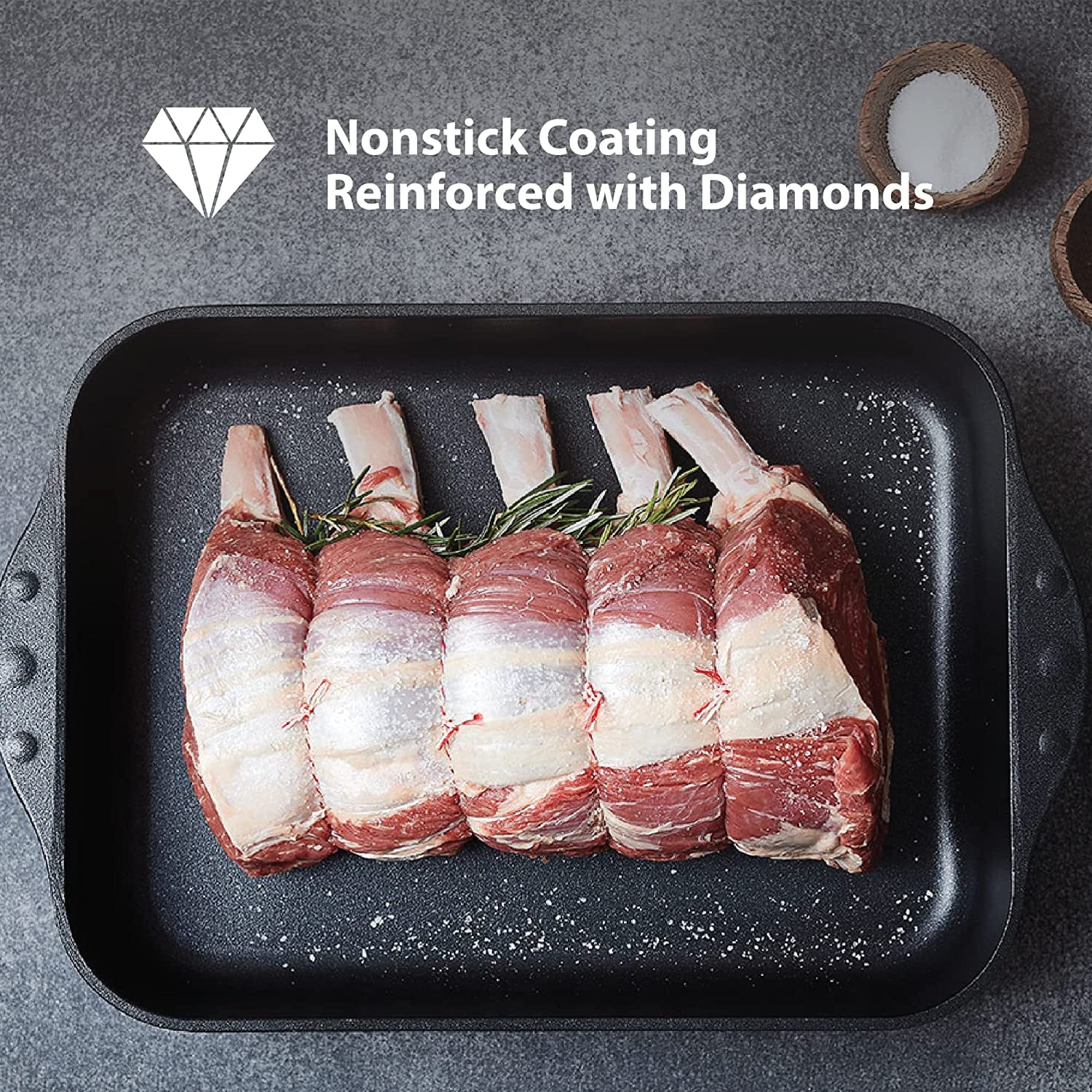 10 Piece Nonstick Diamond Coated Cookware Set with Lids, Oven Safe Z300539