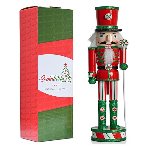 Wooden Peppermint Nutcracker Doll 15" K167542
