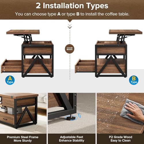 Lift Top Coffee Table with Storage Drawers L3789