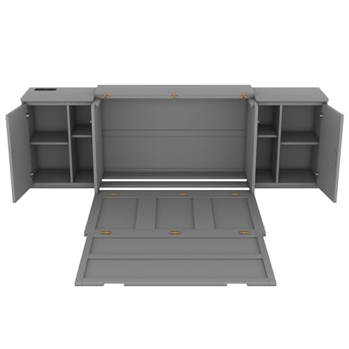 Wall Cabinet Bed with Storage and Bookcase Headboard F651615