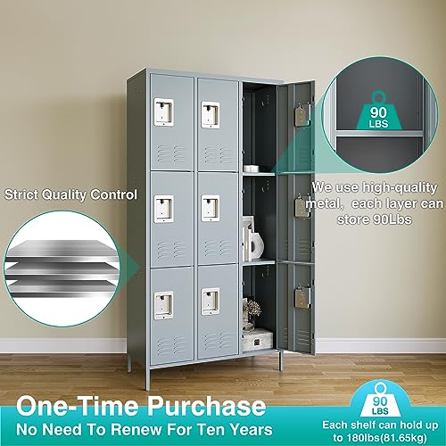 Vintage Metal Locker with Hooks, Lockable Single Door Storage M901