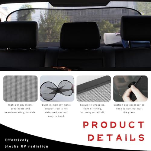 Car Window Shade, 20"×40" Rear Window Protector with Suction Cups, Blocks UV Rays I79070