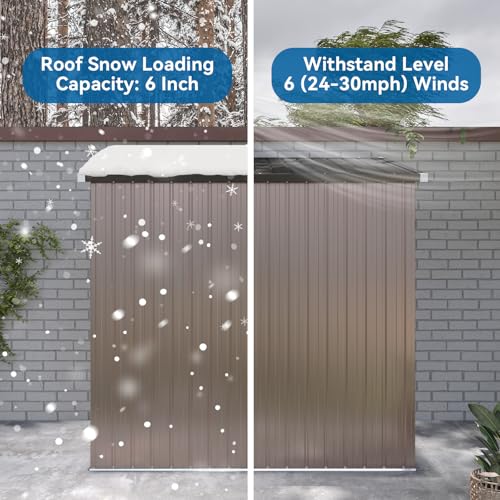 Galvanized Steel Storage Shed with Triple Doors, Weatherproof Outdoor Utility Shed P600721