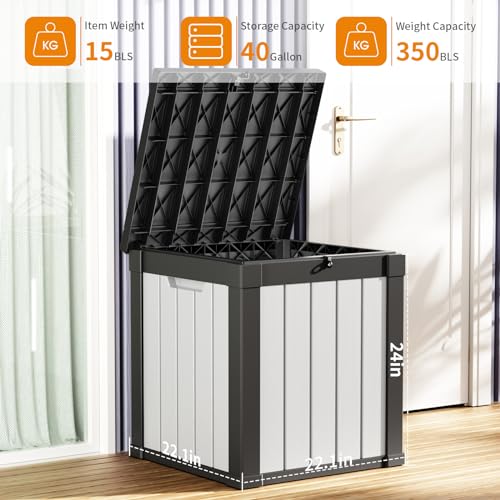 100 Gallon Resin Deck Box, Lockable Patio Outdoor Storage, Waterproof - Black F75230