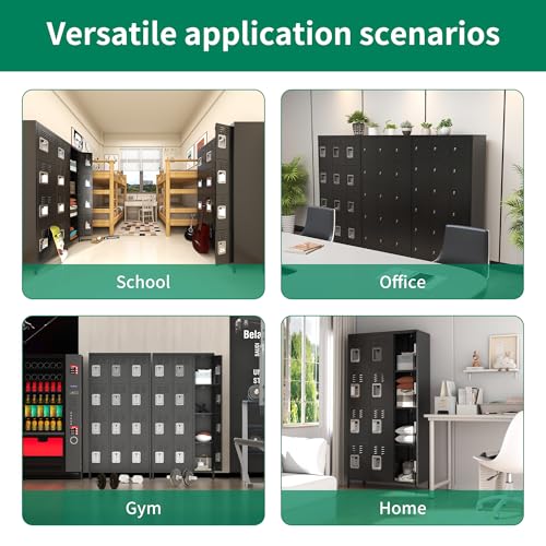 3-Door Steel Storage Locker with Shelves and Hooks I822961