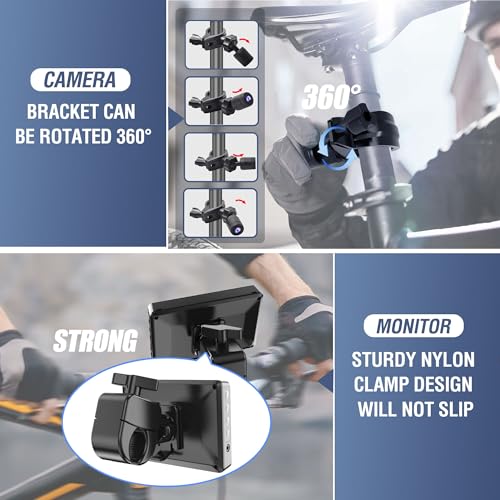 Handlebar Bike Mirror with 4.3" HD Monitor and 120° Wide Angle View Q58225