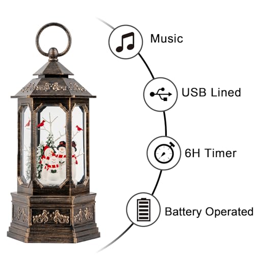 Nutcracker Snow Globe Lantern with Music and Timer Z50315