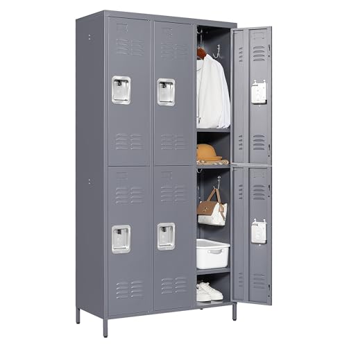 3-Door Steel Storage Locker with Shelves and Hooks I822961