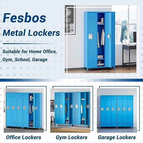 3-Door Blue Steel Storage Locker for Office, School, Gym C68898