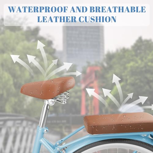 Foldable 26-Inch Beach Cruiser Bike with Front Basket, 7-Speed D209