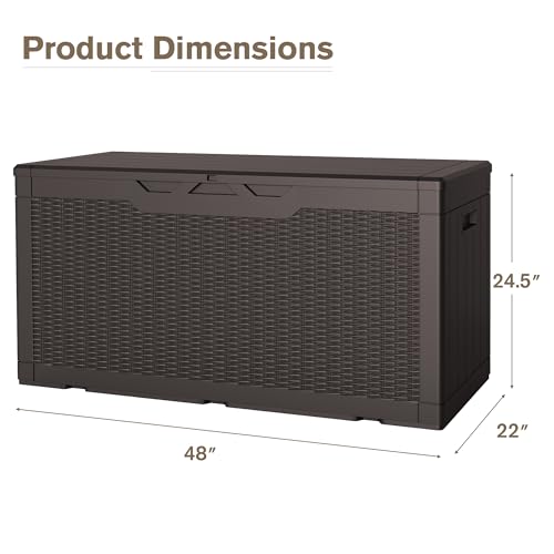 31 Gallon Resin Deck Box Waterproof Indoor Outdoor Storage for Patio Cushions and Garden Tools L90121