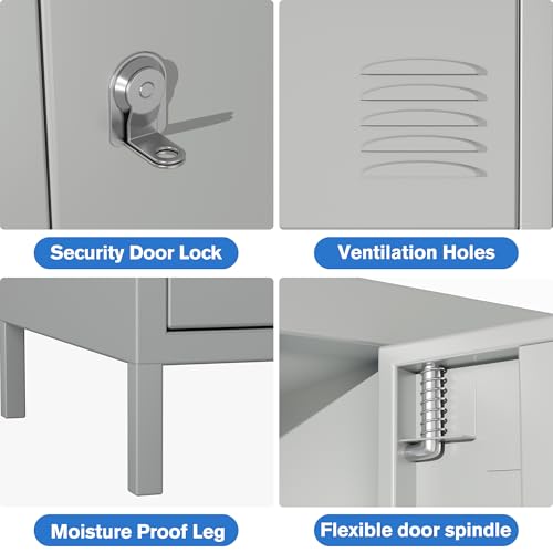 6 Door Metal Storage Locker with 18 Hooks, Black & Dark Grey K6611