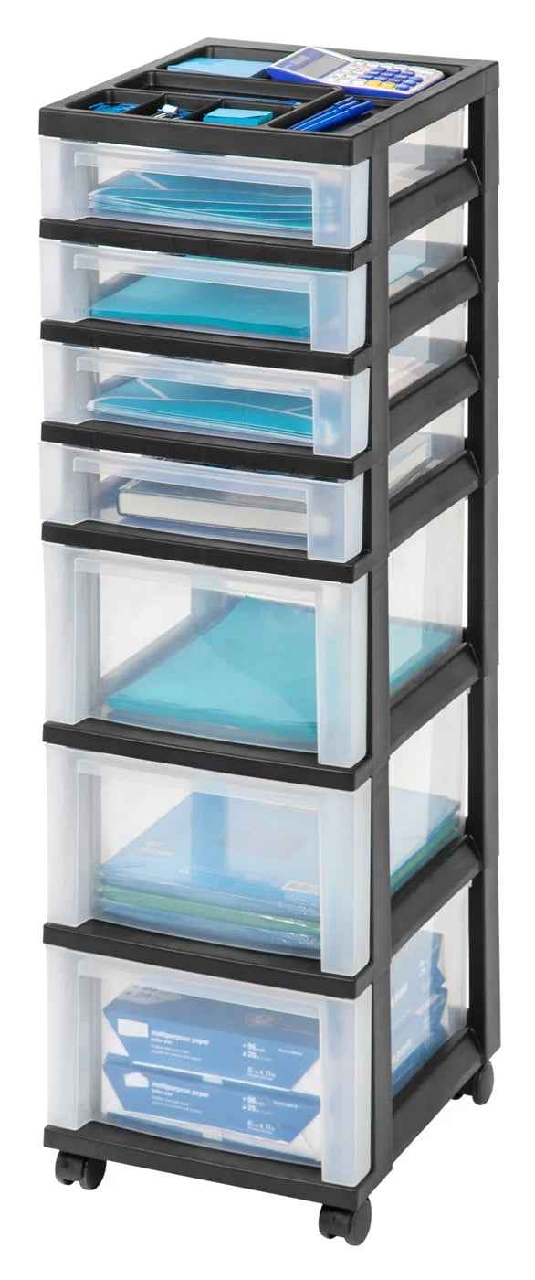 7 Drawer Rolling Storage Cart with Organizer Top Q905572