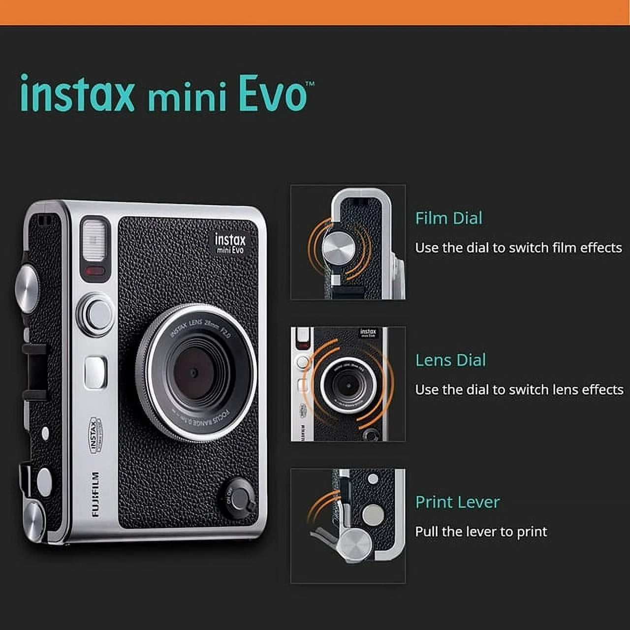 Hybrid Instant Camera with Twin Pack Film, 16GB microSD Card, and Case Z720