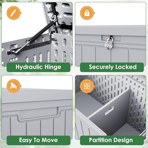 30 Gallon Waterproof Resin Deck Box for Outdoor Patio and Garden Storage Q30388