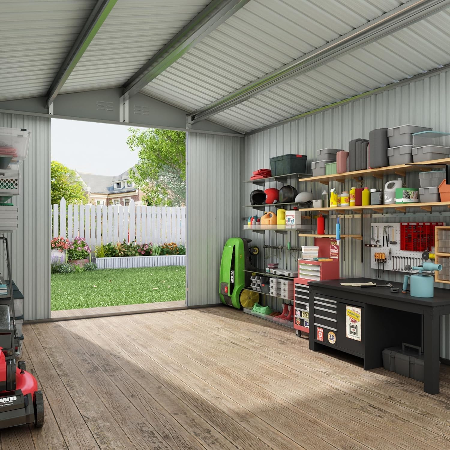 Outdoor Storage Shed 12x10 FT, Metal Garden Shed with Lockable Doors I530620