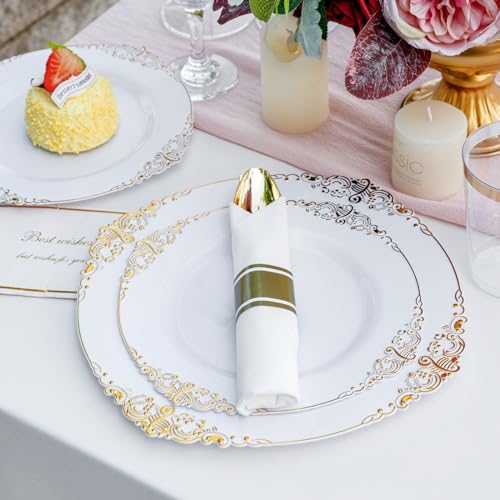 Gold Plastic Dinnerware Set for 50 Guests N48810
