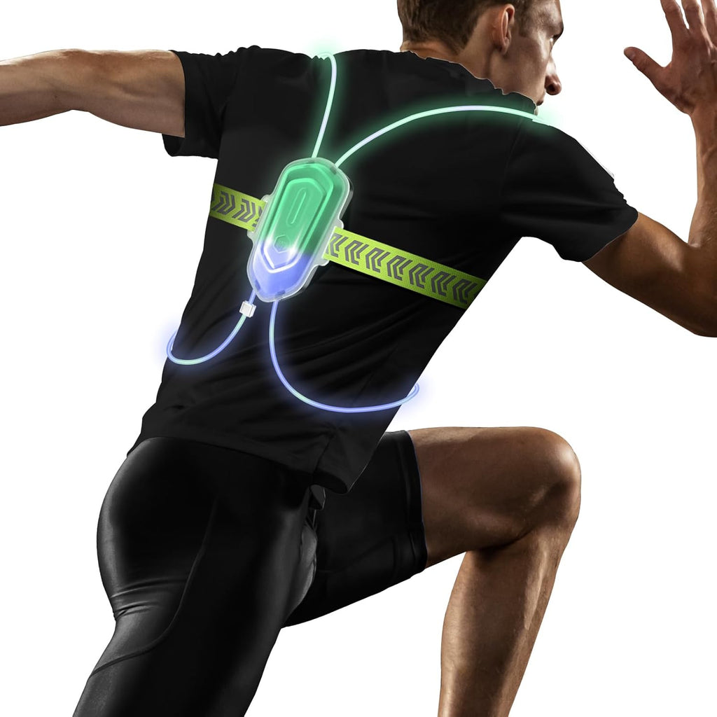 LED Reflective Vest Running Gear, 7 Lights Colors High Visibility Reflective Running Gear Rechargeable Light Up Running Vest for Walking Running Cycling, Adjustable for Men Women Kids