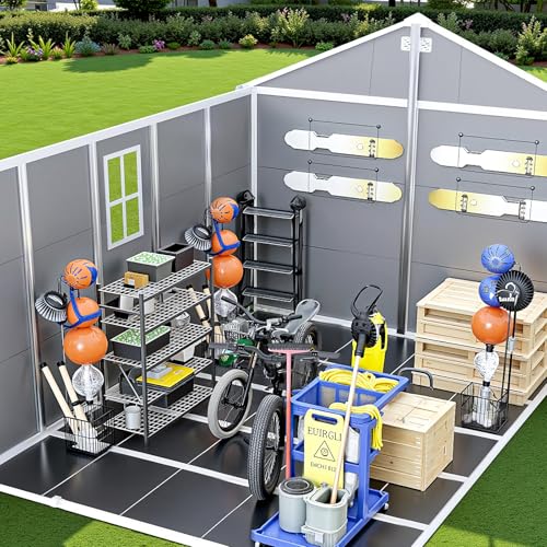 Resin Outdoor Storage Shed with Floor and Window, Lockable Small Tool Shed for Garden Patio Backyard, Light Gray V985