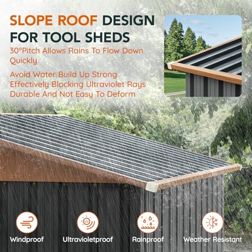 Outdoor Storage Shed with Lockable Door, Compact Metal Tool Shed for Garden O328