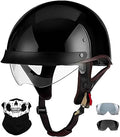 Motorcycle Retro Half Helmets Open Face Sun Visor Quick Release Buckle Adjustable DOT Approved Cycling Retro Cruiser Pilot Helmets for Men Women M~XXL(55~62CM)
