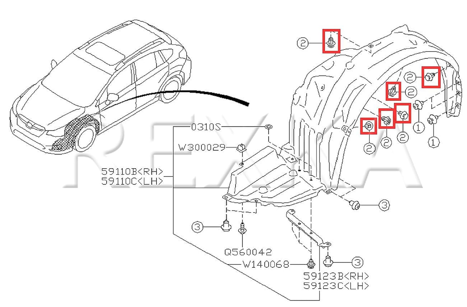 41pcs Front Fender Liner & Engine Cover Push-Type Retainers Clips Fasteners for Subaru M941