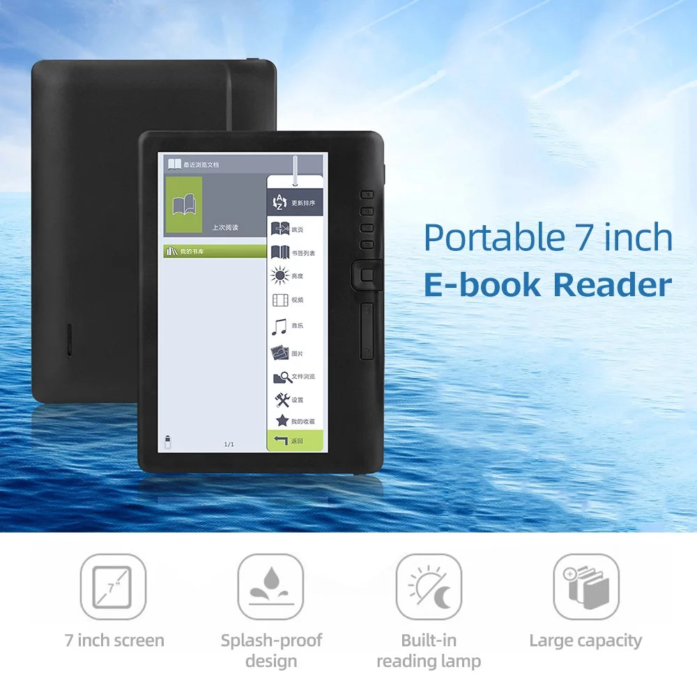 Apexeon Portable E-book Reader 7 inch,Multifunctional E-reader with 8GB Memory,Compact Size, Built-in Battery, Long Endurance Time,Read Your Favorite Books Anywhere