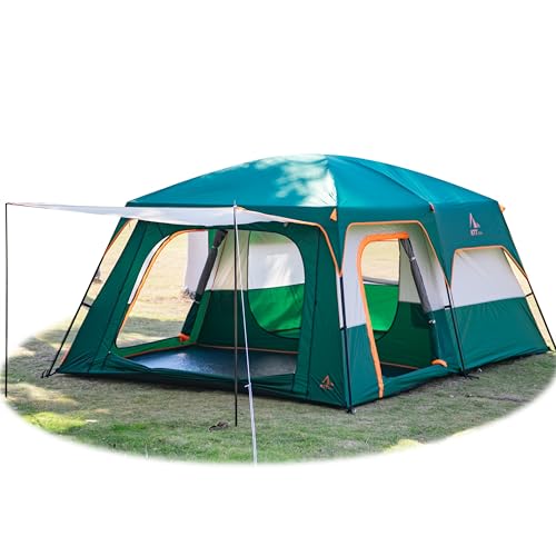 Extra Large Family Cabin Tent for Camping, 2 Rooms, 3 Doors, Waterproof E6603