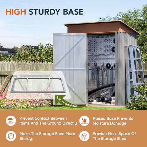 Outdoor Storage Shed with Lockable Door, Compact Metal Tool Shed for Garden O328