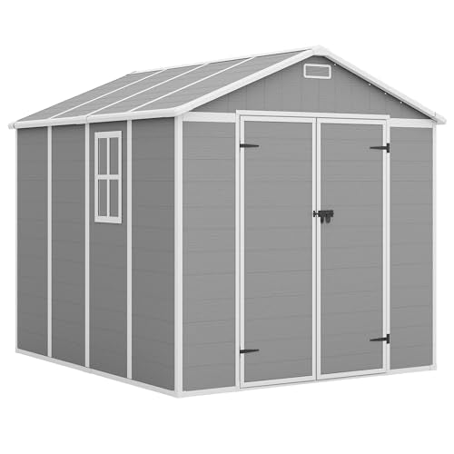 Outdoor Storage Shed 6x6 FT Resin with Floor and Lockable Door Z166