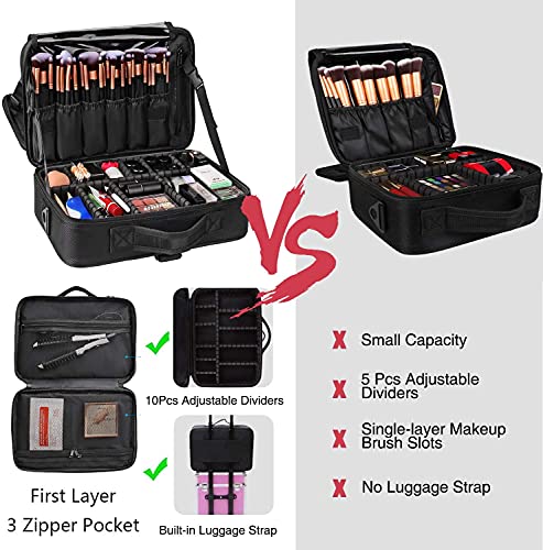 Large Capacity 3 Layer Makeup Case Cosmetic Organizer with Brush Bag R31262