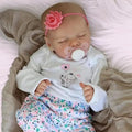 Lifelike Reborn Baby Doll Girl, 17 Inch Soft Body Realistic Newborn Vinyl Silicone Doll with Feeding Kit H33373
