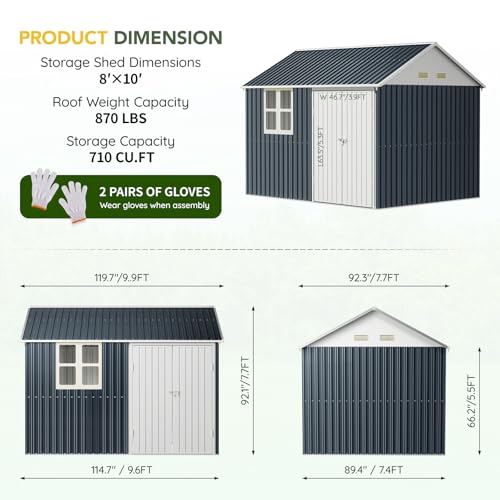 Outdoor Steel Storage Shed with Lockable Doors and Window L987864