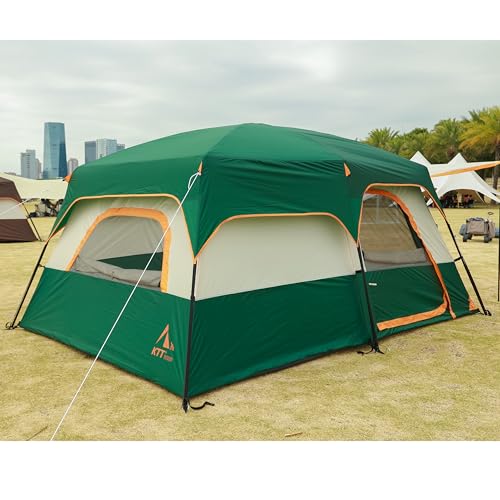 Extra Large Family Cabin Tent 2 Rooms 3 Doors 3 Windows Waterproof for Camping H460