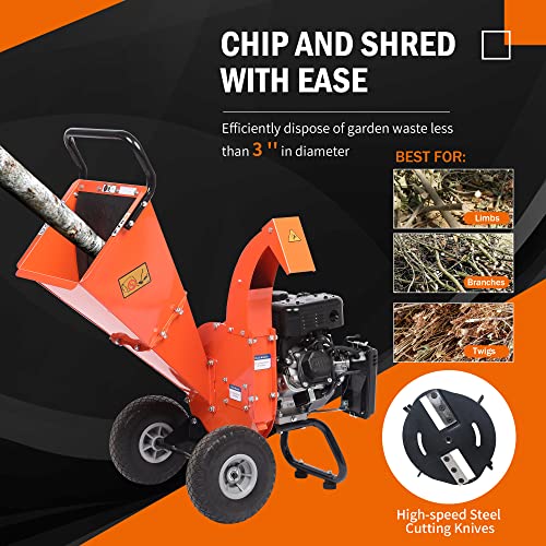 Wood Chipper Shredder Mulcher 7 HP 212cc Gas Powered 3 Inch Capacity E47717