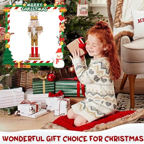 14 Inch Christmas Nutcracker Figures, Wooden Santa Chef Holding Gingerbread Men, Tabletop Centerpiece Decor R14704