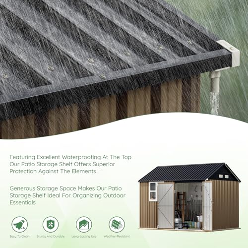 Outdoor Steel Storage Shed with Lockable Doors and Windows E249038