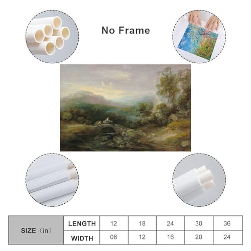 Mountain Landscape with Bridge Canvas Poster Wall Art E78999