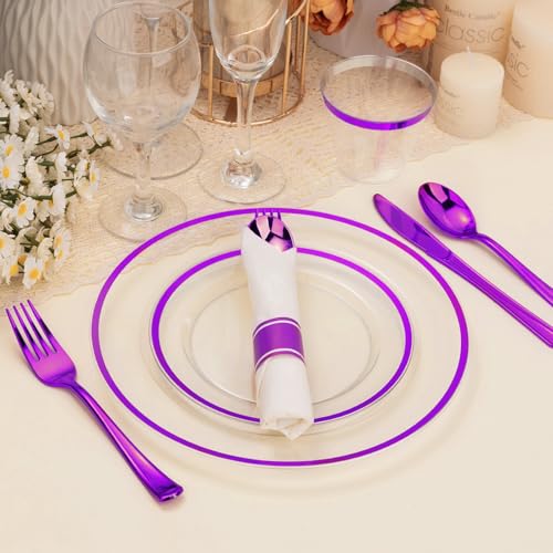 Disposable Plates and Cups Set for 50 Guests with Napkins and Cutlery V71219