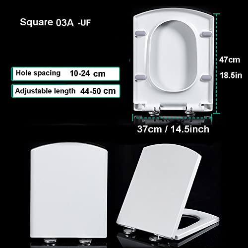 Soft Close Square Toilet Seat with Quick Release Hinges P682
