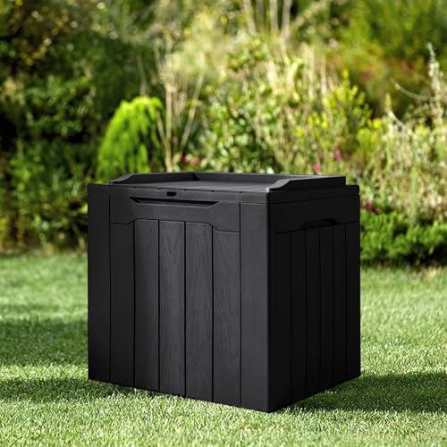 31 Gallon Resin Deck Box Waterproof Indoor Outdoor Storage for Patio Cushions and Garden Tools L90121