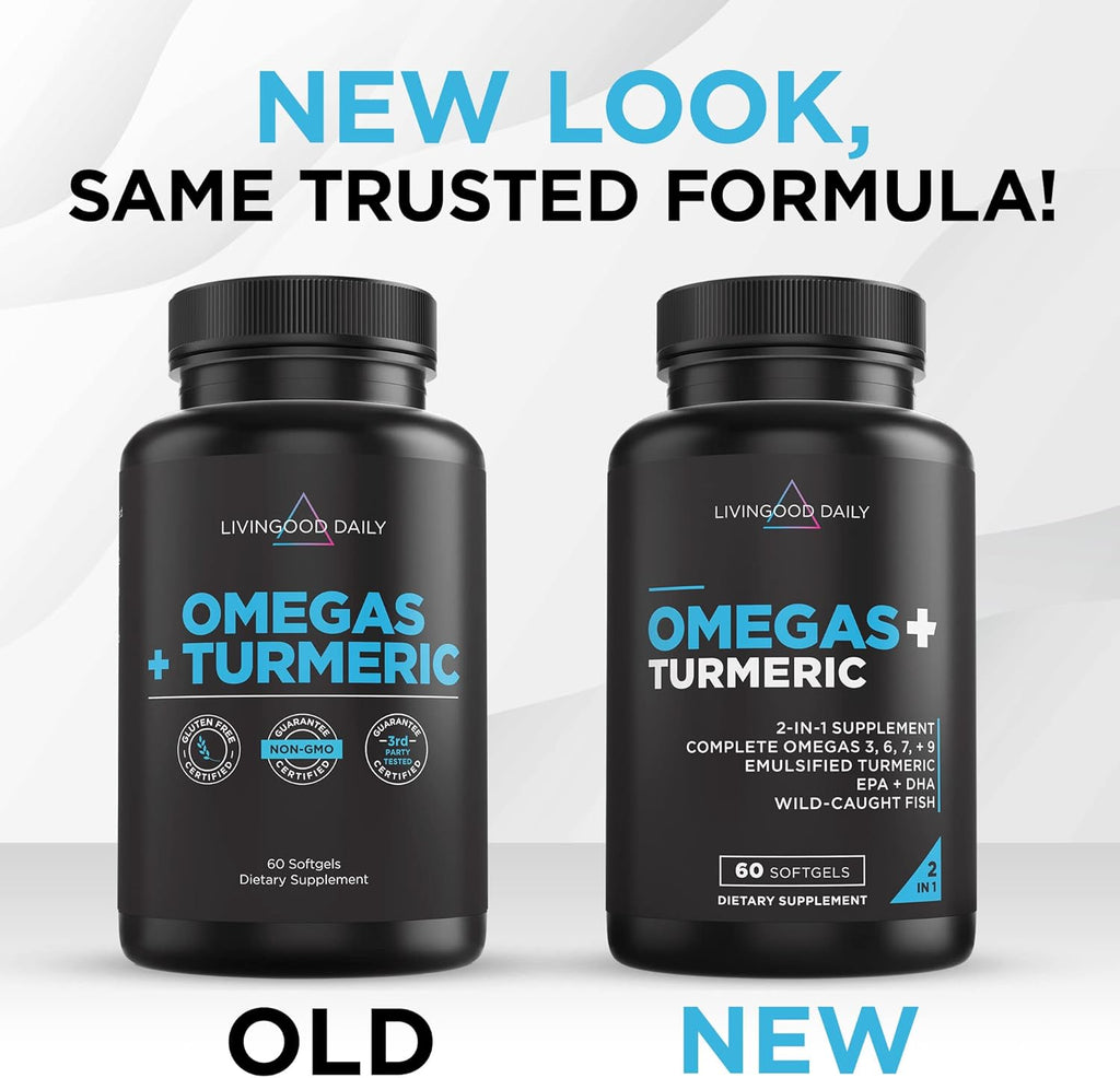 Omega 3 6 9 Plus Turmeric Curcumin Supplement, 60 Softgels W892