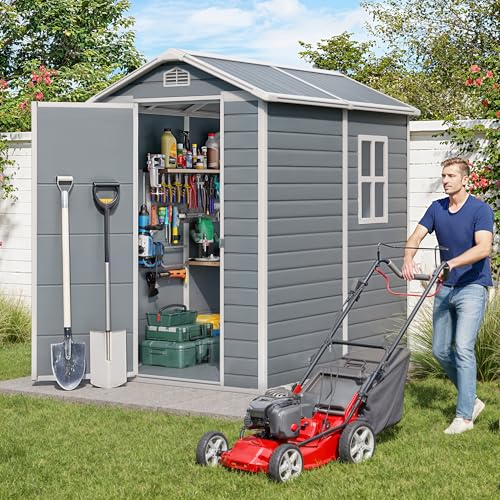 Outdoor Storage Shed with Floor, Lockable Doors, Window, Vents, Steel Frame U71245