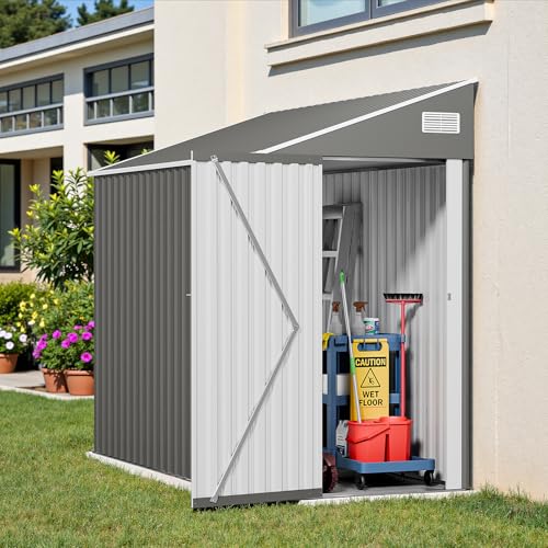 Resin Outdoor Storage Shed with Floor and Window, Lockable Small Tool Shed for Garden Patio Backyard, Light Gray V985