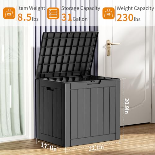 100 Gallon Resin Deck Box, Lockable Patio Outdoor Storage, Waterproof - Black F75230