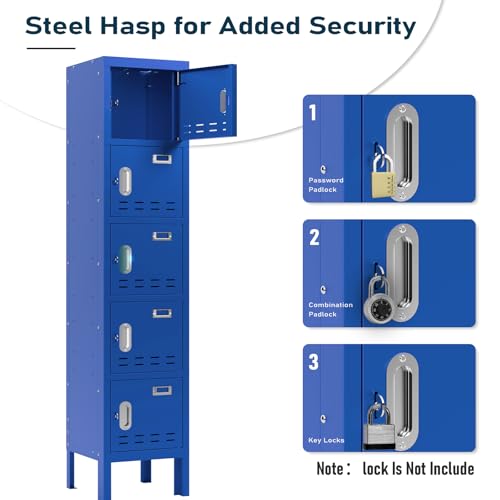 5-Door Steel Storage Locker with Hooks and Card Slots M92401