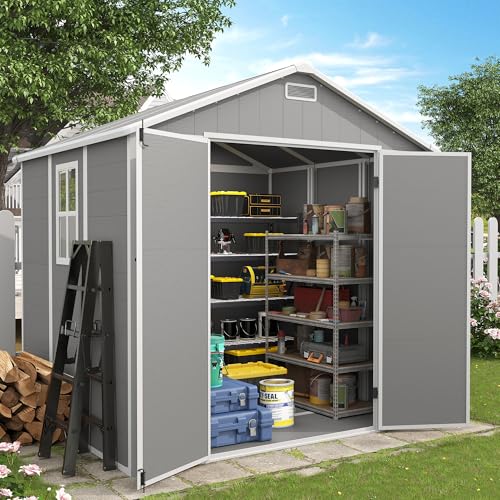 Outdoor Storage Shed 6x6 FT Resin with Floor and Lockable Door Z166