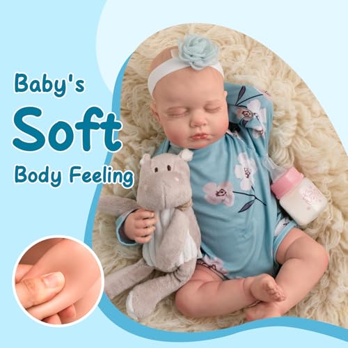Realistic Reborn Baby Doll, 18 Inch Soft Body Sleeping Baby Girl with Pink Clothing Z645