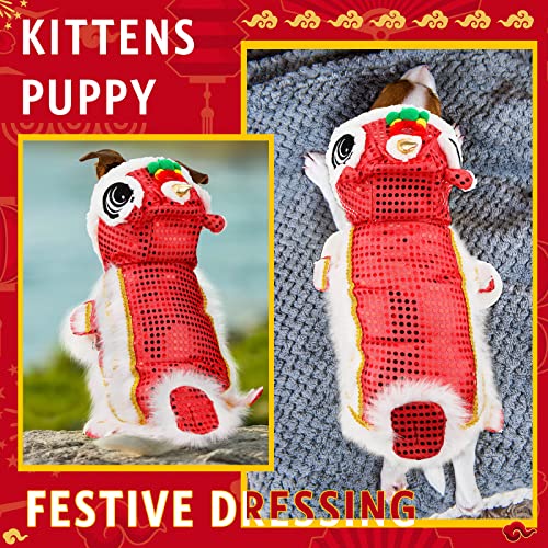Lion Dance Dog Costume with Sequins for Chinese New Year Pet Outfit D95409